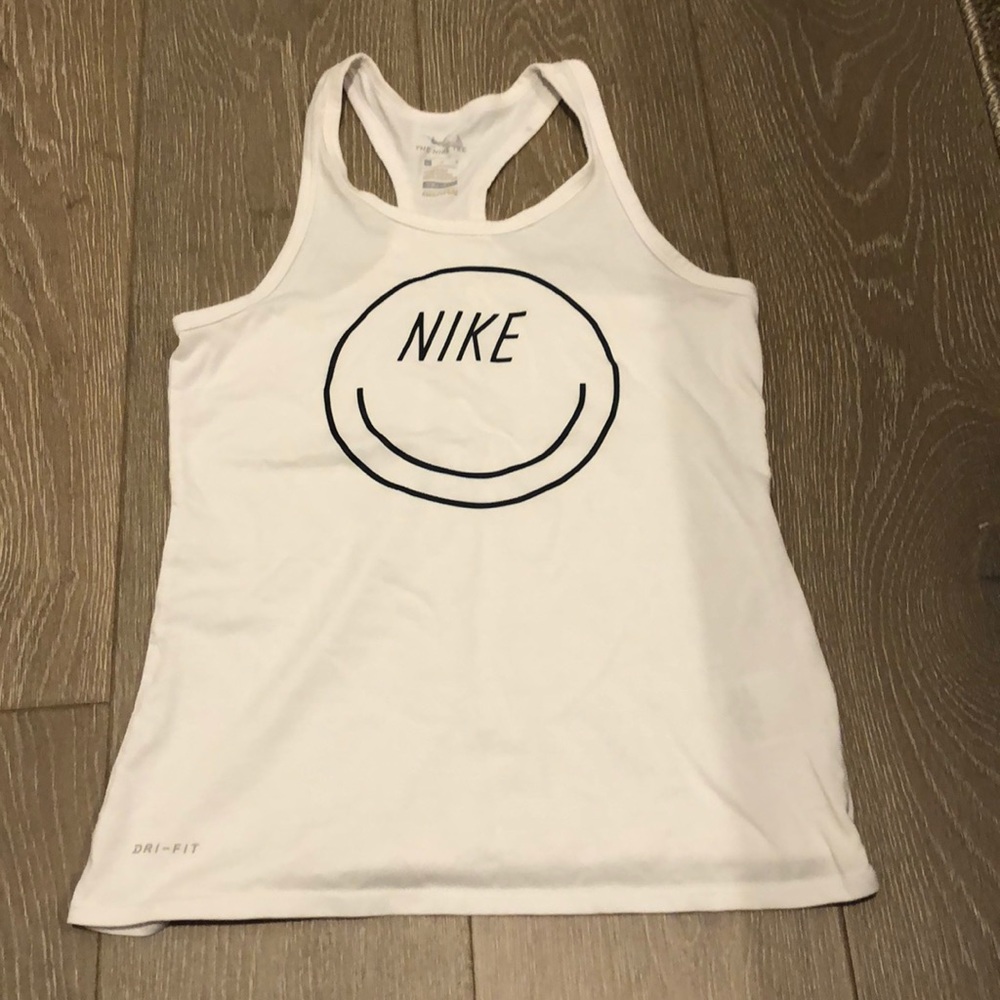 Nike smiley face white athletic tank top